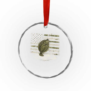 Flounder Fishing Camouflage American Flag Crystal Glass Ornament Patriotic Flatfish Angler Gift Saltwater Fishing Lovers