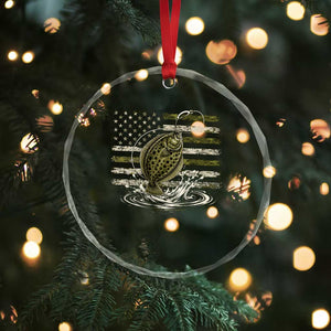 Flounder Fishing Camouflage American Flag Crystal Glass Ornament Patriotic Flatfish Angler Gift Saltwater Fishing Lovers