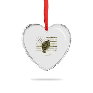 Flounder Fishing Camouflage American Flag Heart Crystal Glass Ornament Patriotic Flatfish Angler Gift Saltwater Fishing Lovers