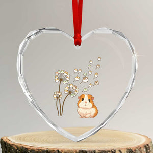 Flower Guinea Pig Dandelion Heart Crystal Glass Ornament Funny Cavy Lover Gift TS12 Transparent Glass 3'' Heart Print Your Wear