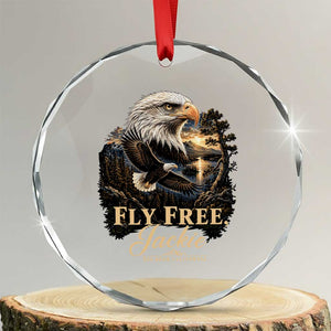 Fly Free Jackie Big Bear Bald Eagle Memorial Crystal Glass Ornament California Valley Sunset Forest Nature Graphic TS02 Transparent Glass 3'' Circle Print Your Wear