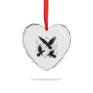 Flying Raven Crow Heart Crystal Glass Ornament Black Bird Gothic Occult Cyber Y2K Dark Academia Ravens Graphic