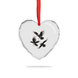 Flying Raven Crow Heart Crystal Glass Ornament Vintage Dark Academia Gothic Black Bird Graphic