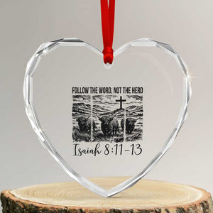 Follow the Word Not The Herd Heart Crystal Glass Ornament Vintage Bible Verse Christian Country Highland Cow Boho TS10 Transparent Glass 3'' Heart Print Your Wear