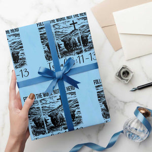 Follow the Word Not The Herd Wrapping Paper Roll Vintage Bible Verse Christian Country Highland Cow Boho TS10 Light Blue Print Your Wear