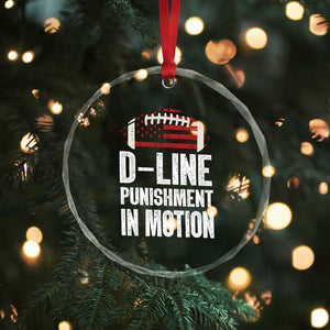 Football Defensive Lineman Crystal Glass Ornament D Line Punishment In Motion American Flag TS10 Print Your Wear