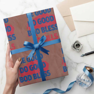 Football Lovers Wrapping Paper Roll Game Day Be Good Do Good God Bless Go BFB TS10 Mocha Print Your Wear