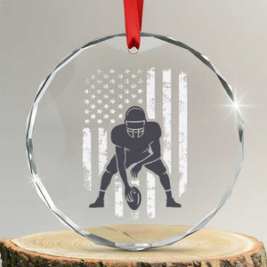 Football Player American Flag Crystal Glass Ornament Cool Distressed Vintage Patriotic TS10 Transparent Glass 3'' Circle Print Your Wear