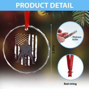 Football Player American Flag Crystal Glass Ornament Cool Distressed Vintage Patriotic TS10 Print Your Wear