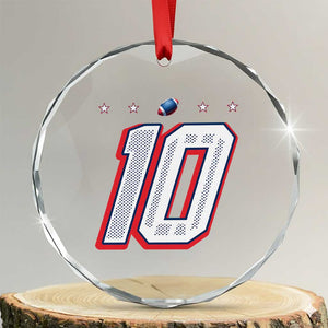 Football Quarterback Number 10 Crystal Glass Ornament Sport Lover Gift For NEF TS12 Transparent Glass 3'' Circle Print Your Wear