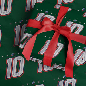 Football Quarterback Number 10 Wrapping Paper Roll Sport Lover Gift For NEF TS12 Green Print Your Wear