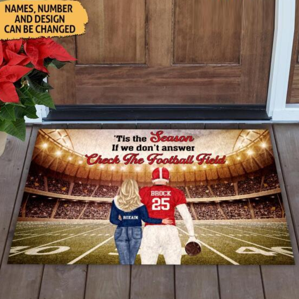 Personalized This Season Check The Football Field Season Doormat Christmas Family Gift For Football Lover CTM Custom - Printyourwear