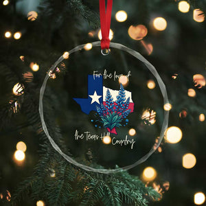 For the Love of the Texas Hill Country Crystal Glass Ornament Bluebonnet Floral Patriotic Flag TS02 Print Your Wear