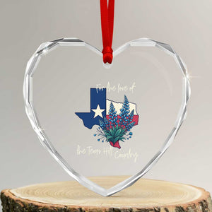 For the Love of the Texas Hill Country Heart Crystal Glass Ornament Bluebonnet Floral Patriotic Flag TS02 Transparent Glass 3'' Heart Print Your Wear