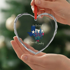 For the Love of the Texas Hill Country Heart Crystal Glass Ornament Bluebonnet Floral Patriotic Flag TS02 Print Your Wear