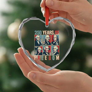 Founding Fathers 250 Years of Freedom Heart Crystal Glass Ornament Patriotic Pop Art Style Semiquincentennial 2026 TS02 Print Your Wear