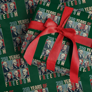 Founding Fathers 250 Years of Freedom Wrapping Paper Roll Patriotic Pop Art Style Semiquincentennial 2026 TS02 Green Print Your Wear
