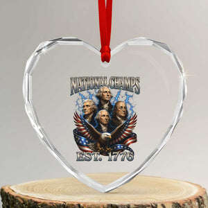 Founding Fathers USA 250th Anniversary Heart Crystal Glass Ornament Vintage National Champions 250 Years Patriotic American Flag