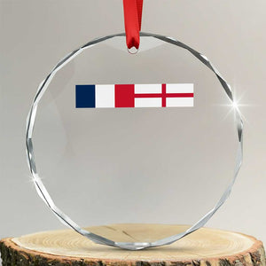 France England Dual Flag Graphic Crystal Glass Ornament Anglo English French Heritage Mixed Roots Pride Match Day TS02 Transparent Glass 3'' Circle Print Your Wear