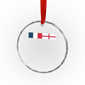 France England Dual Flag Graphic Crystal Glass Ornament Anglo English French Heritage Mixed Roots Pride Match Day TS02 Print Your Wear