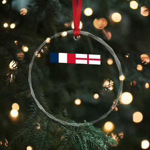 France England Dual Flag Graphic Crystal Glass Ornament Anglo English French Heritage Mixed Roots Pride Match Day TS02 Print Your Wear