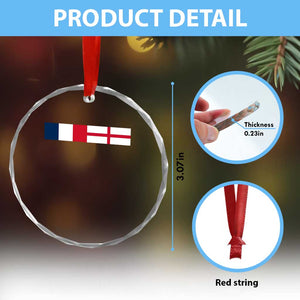 France England Dual Flag Graphic Crystal Glass Ornament Anglo English French Heritage Mixed Roots Pride Match Day TS02 Print Your Wear