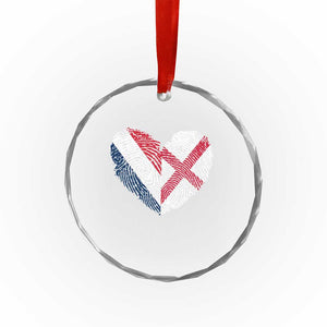 France England Flag Fingerprint Heart DNA Graphic Crystal Glass Ornament Proud Anglo English French Ancestry Love Identity TS02 Print Your Wear