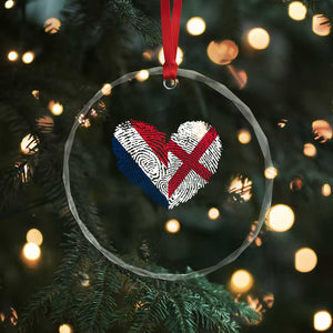 France England Flag Fingerprint Heart DNA Graphic Crystal Glass Ornament Proud Anglo English French Ancestry Love Identity TS02 Print Your Wear