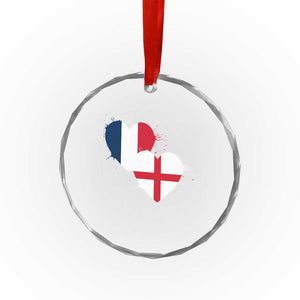 France England Flag Hearts Splatter Graphic Crystal Glass Ornament Anglo English French Heritage Love Unity TS02 Print Your Wear