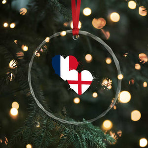 France England Flag Hearts Splatter Graphic Crystal Glass Ornament Anglo English French Heritage Love Unity TS02 Print Your Wear