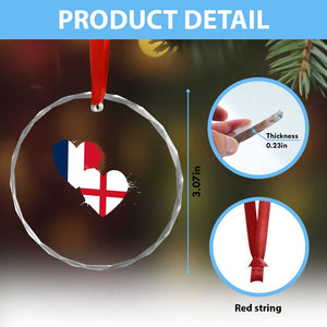 France England Flag Hearts Splatter Graphic Crystal Glass Ornament Anglo English French Heritage Love Unity TS02 Print Your Wear
