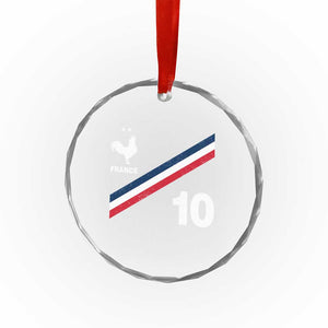 France Football Coq Crystal Glass Ornament French Flag Stripes Number 10 Athletic Soccer National Pride