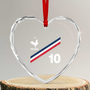 France Football Coq Heart Crystal Glass Ornament French Flag Stripes Number 10 Athletic Soccer National Pride