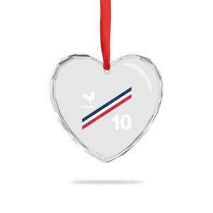 France Football Coq Heart Crystal Glass Ornament French Flag Stripes Number 10 Athletic Soccer National Pride