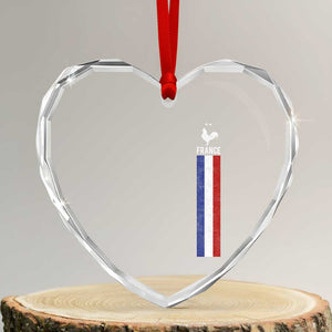 France Football Coq Soccer Throwback Jersey Style Heart Crystal Glass Ornament Vintage French Flag