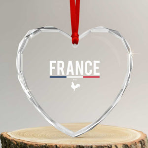 France Gallic Rooster Sports Throwback Design Vintage French Flag Heart Crystal Glass Ornament