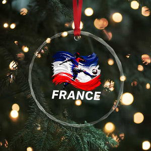 France Soccer Football Fan French Flag Crystal Glass Ornament