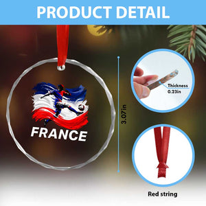 France Soccer Football Fan French Flag Crystal Glass Ornament