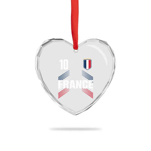 France Soccer Sports Graphic Number 10 Jersey Style Heart Crystal Glass Ornament Proud French Football Fans Game Day Pride TS02 Print Your Wear