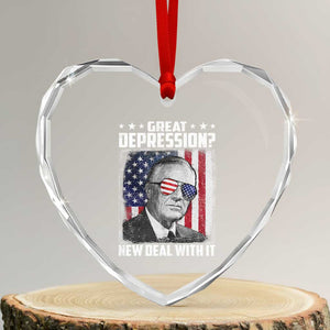 Franklin D Roosevelt Heart Crystal Glass Ornament Great Depression New Deal With It TS11 Transparent Glass 3'' Heart Print Your Wear