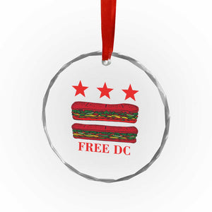 Free DC Funny Flag Parody Crystal Glass Ornament Washington DC with Baguette Sandwich Twist TS02 Print Your Wear