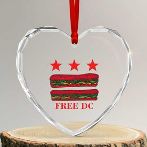 Free DC Funny Flag Parody Heart Crystal Glass Ornament Washington DC with Baguette Sandwich Twist TS02 Transparent Glass 3'' Heart Print Your Wear