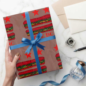 Free DC Funny Flag Parody Wrapping Paper Roll Washington DC with Baguette Sandwich Twist TS02 Mocha Print Your Wear