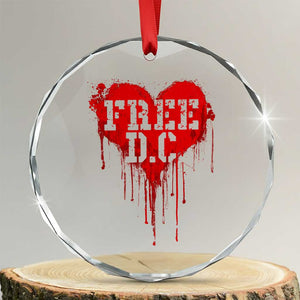Free DC Graffiti Dripping Heart Graphic Crystal Glass Ornament Washington DC Pride Political Satire TS02 Transparent Glass 3'' Circle Print Your Wear