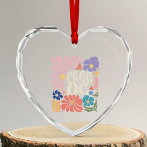 Free DC Subtle Groovy Floral Heart Crystal Glass Ornament Washington D.C. Rights Retro Hippie Style TS02 Transparent Glass 3'' Heart Print Your Wear