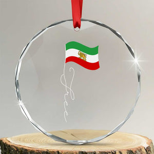 Free Iran Crystal Glass Ornament Patriotic Iranian Lion and Sun Flag TS11 Transparent Glass 3'' Circle Print Your Wear