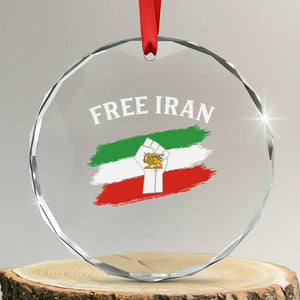 Free Iran Crystal Glass Ornament Support Iranian Freedom No War TS14 Transparent Glass 3'' Circle Print Your Wear