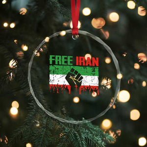 Free Iran Flag Crystal Glass Ornament Support Iranian Freedom No War TS14 Print Your Wear