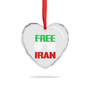 Free Iran Freedom Protest Heart Crystal Glass Ornament Iranian Flag Raised Fist and Crowd Revolution TS02 Print Your Wear
