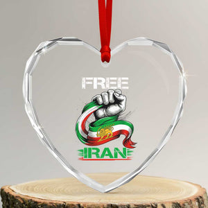 Free Iran Heart Crystal Glass Ornament Iran Lion Sun Flag Fist TS10 Transparent Glass 3'' Heart Print Your Wear